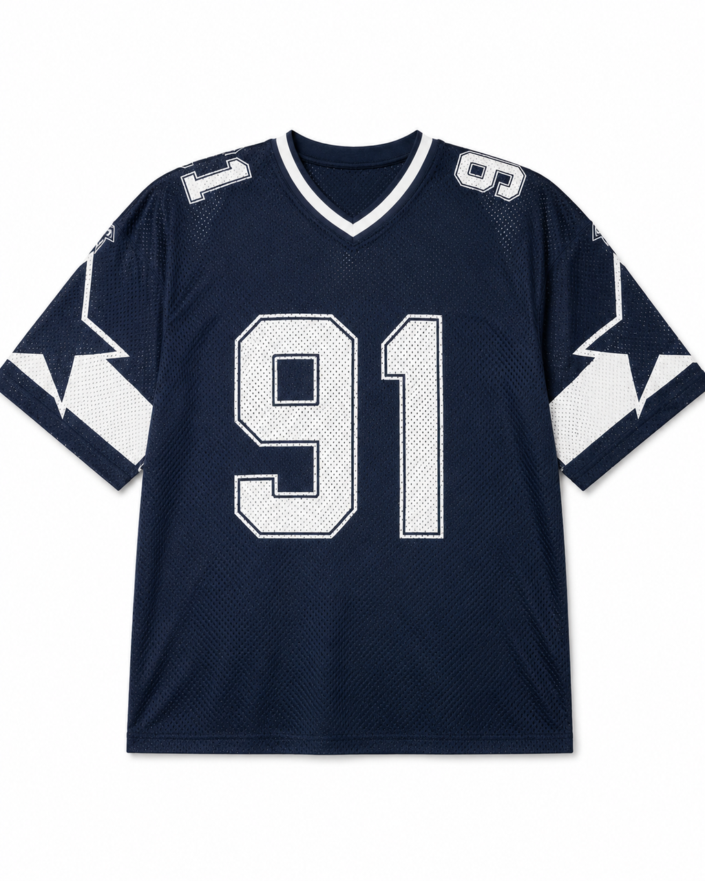 Oversized T-Shirt für Damen V-Ausschnitt Kurzarm Sommer Patchwork Blau Speed 91 Print Lässige T-Shirts Sport Fußball Trikot Y2k Tops